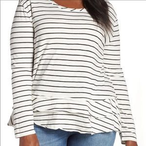 B&W Striped Long Sleeve Top -M- Caslon